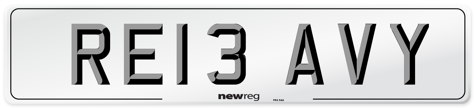 RE13 AVY Number Plate from New Reg